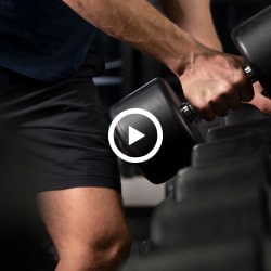 Dumbbell lift during a strength session