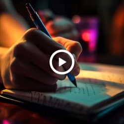 Handwriting notes beside a tablet during a lesson
